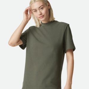 Amerikanische Damenbekleidung Pique Stehkragen T-Shirt