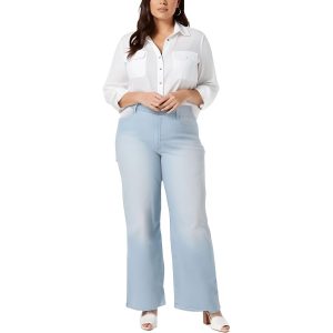Plus Teresa Tummy Slimming Baumwolle breite Bein Jeans