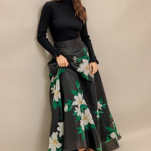 ELEGANTER WILDFLOWER gewebt MAXI Rock