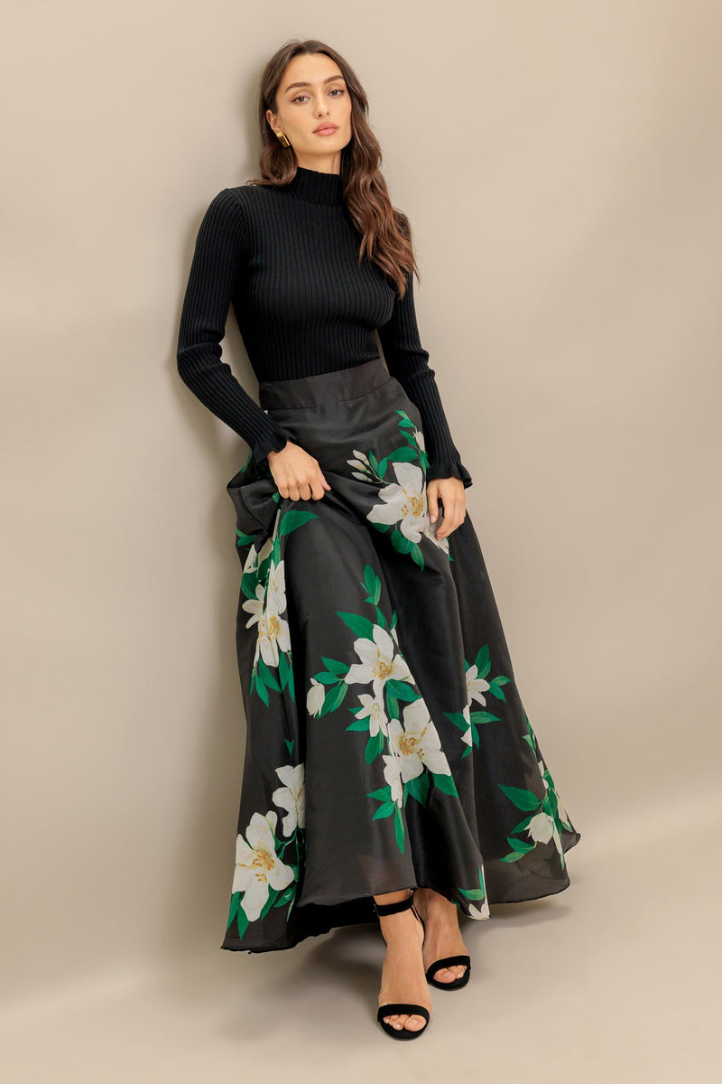 ELEGANTER WILDFLOWER gewebt MAXI Rock