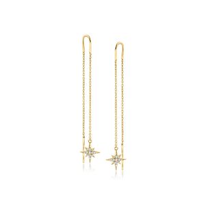 RS Pure Von Ross-Simons Diamant North Star Threader Ohrringe in 14kt Gelbgold