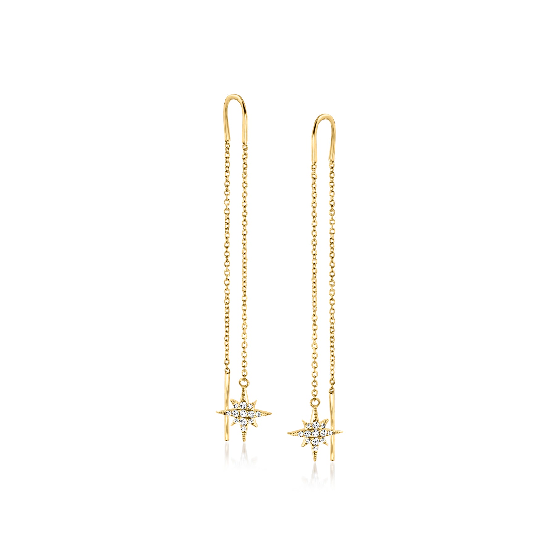 RS Pure Von Ross-Simons Diamant North Star Threader Ohrringe in 14kt Gelbgold