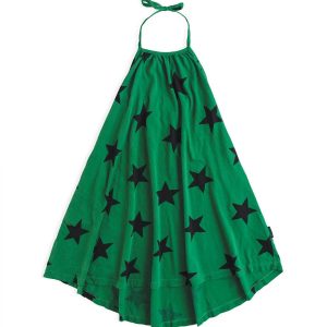 Mädchen s Star Kragen Kleid in Moos grün