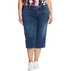 Plus Wide Leg Pedal Crop Jeans aus Denim Capri