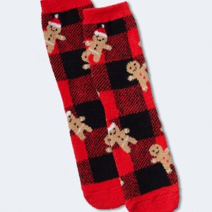 Aeropostale Buffalo kariert Gingerbread Fuzzy Crew Socken