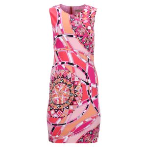 Emilio Pucci bedrucktes knielanges Kleid aus rosa Baumwolle 7748816011324