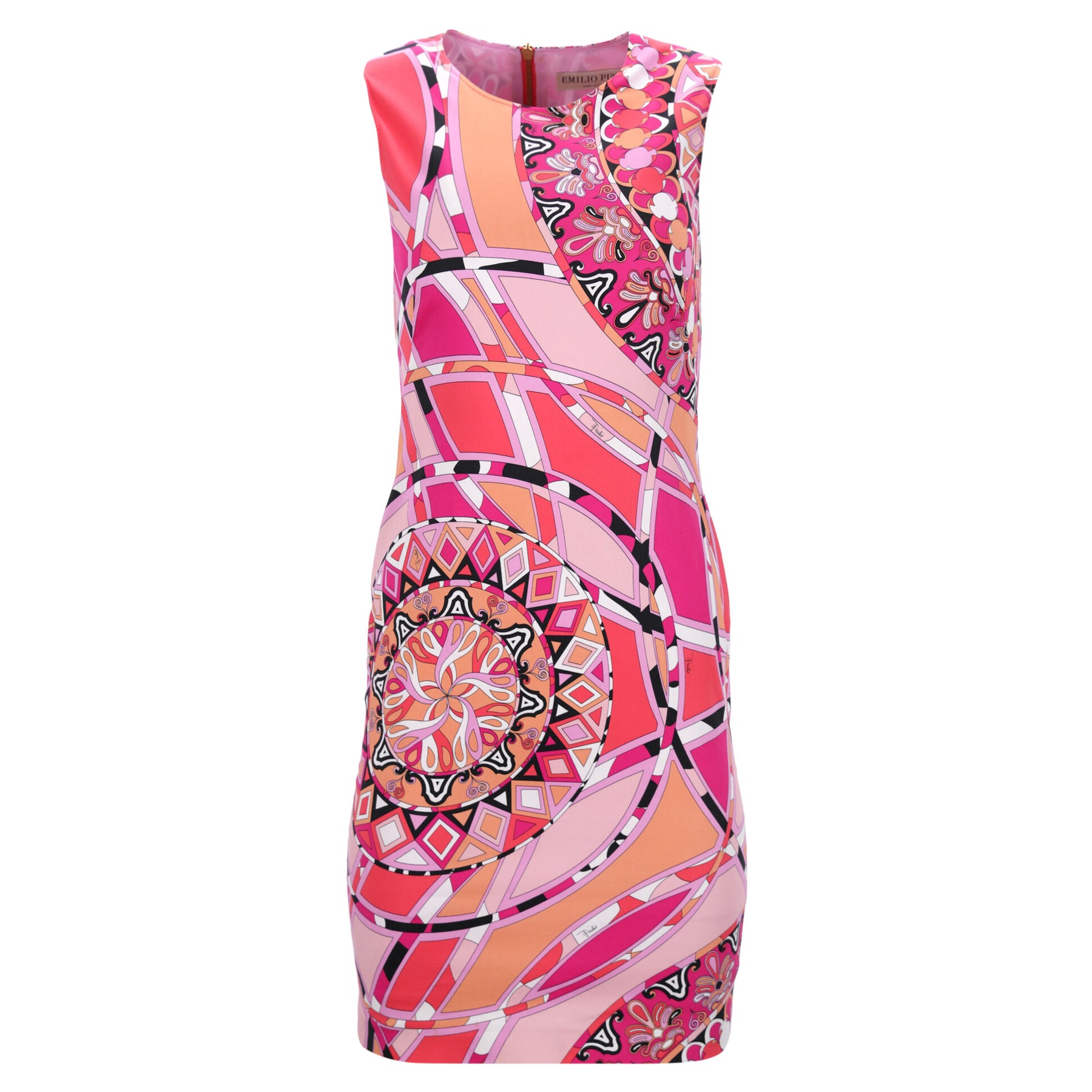 Emilio Pucci Bedrucktes knielanges Kleid aus rosa Baumwolle