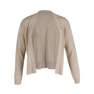 Vanessa Bruno Strickjacke mit offener Vorderseite aus beigem Leinen