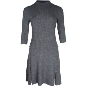 Maje Embellished geripptes Minikleid aus grauem Acryl 7748816633916