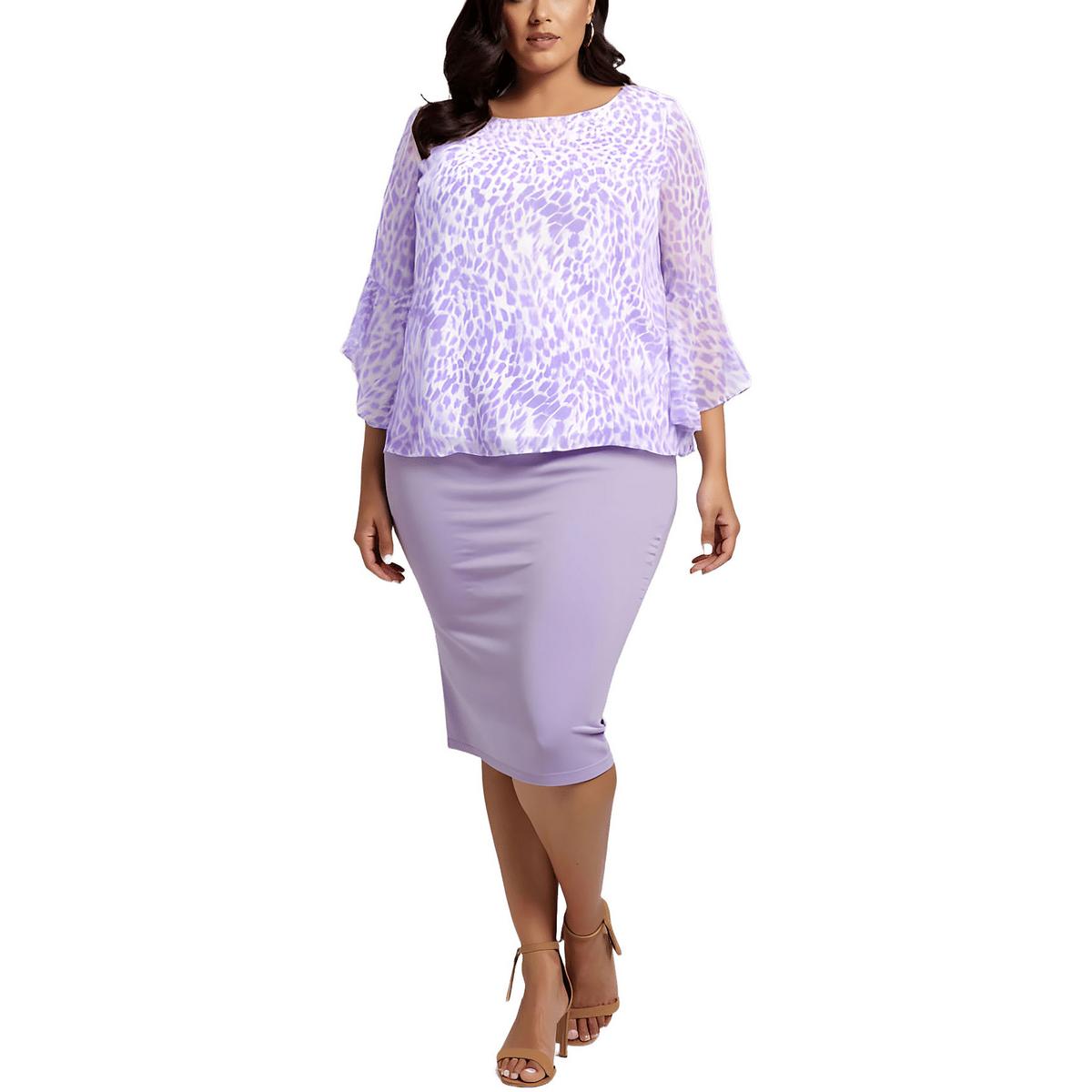 Plus bedruckte Chiffonbluse