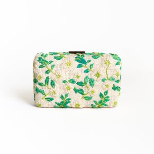 Iris gestickte Stroh Kupplung Tasche