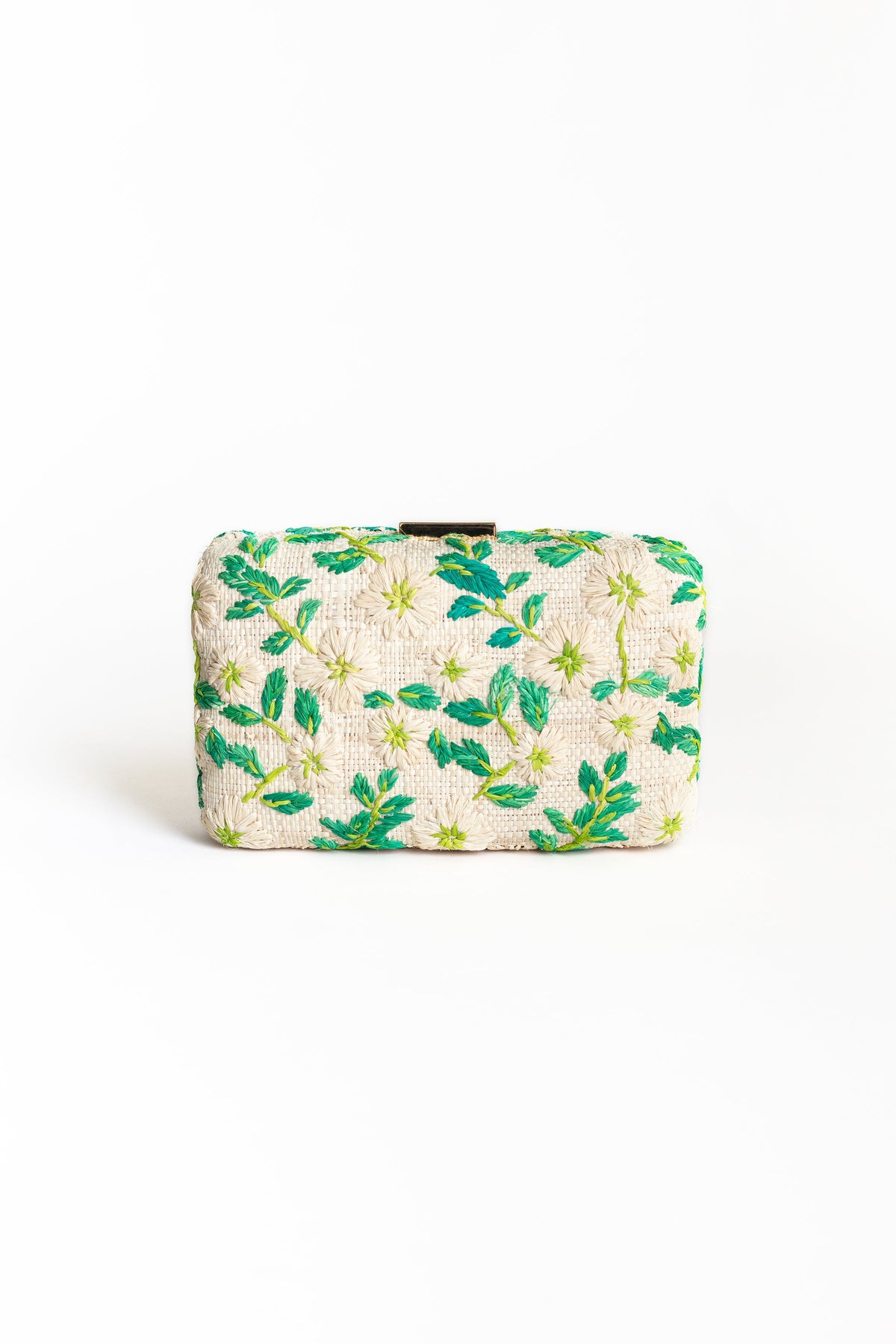 Iris bestickt Straw Clutch Tasche