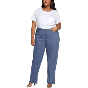 Plus gestreiftes Leinen breite Bein Hose