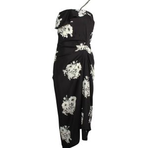 N°21 Chain-Embellished Blumenkleid aus schwarzer Seide 7748781604924