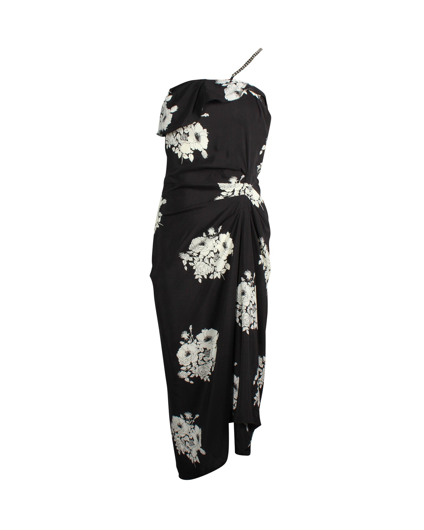 N°21 Gesticktes Kleid aus schwarzer Seide
