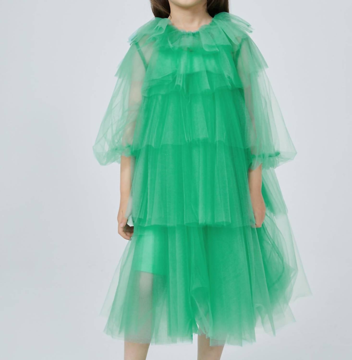 Mädchen Ruffles Layers Kleid in Grün