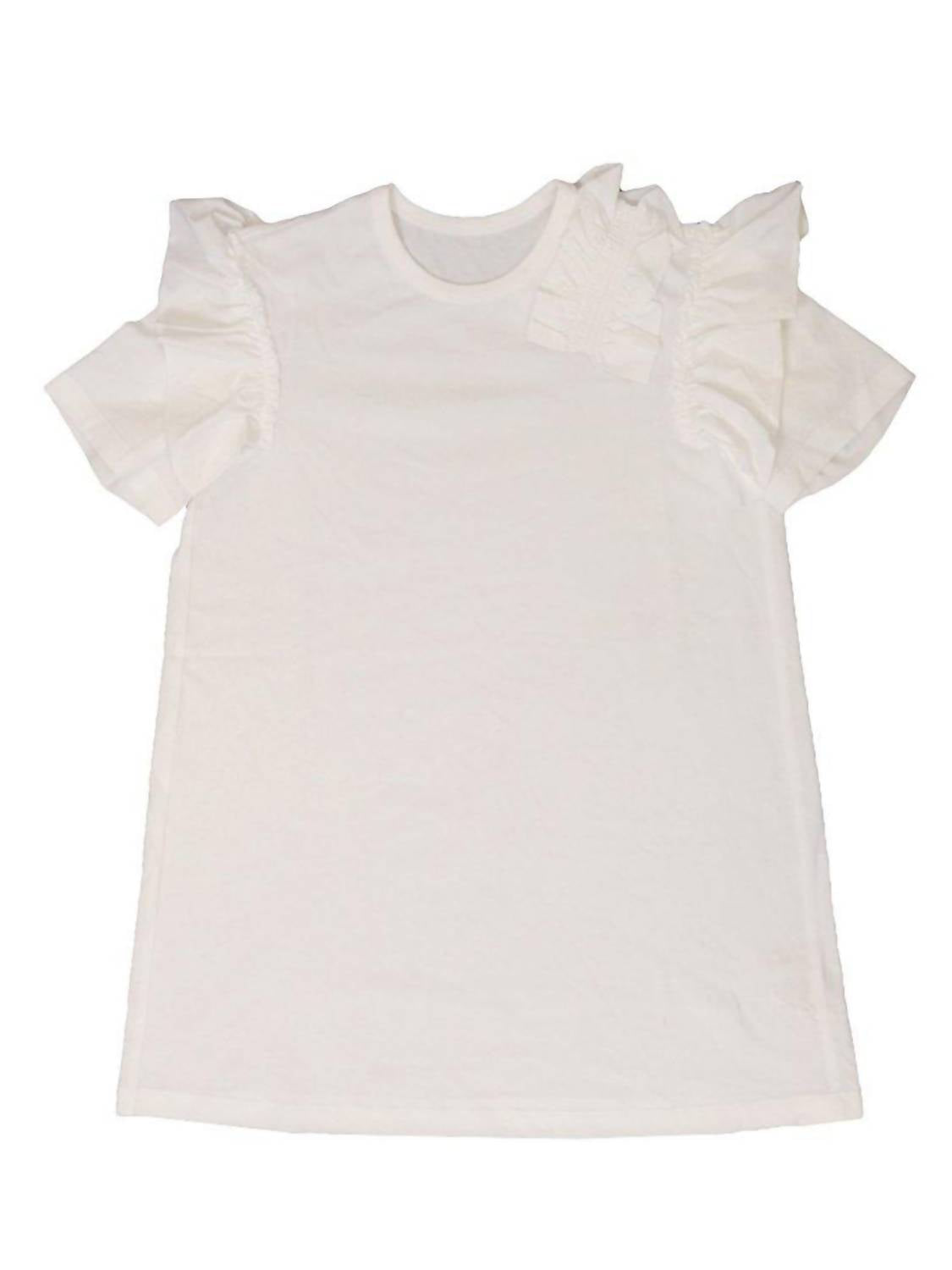Kinder Rüschen Kurzarm T-Shirt Kleid in weiß