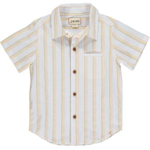 Jungen newport Knopf unten Hemd in Salbei/Orange/Gold Streifen