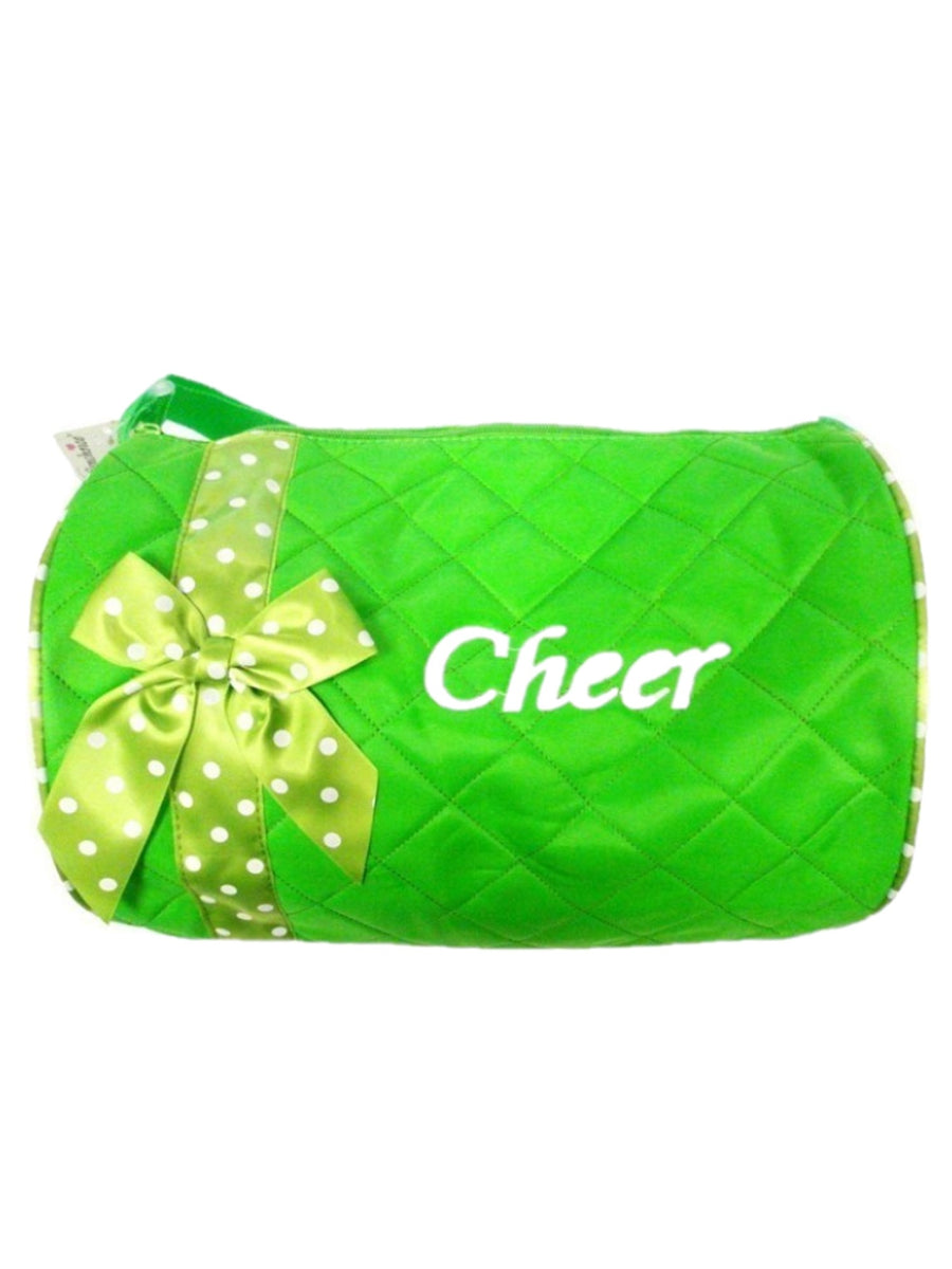 Grün gesteppte „Cheer“-Reisetasche für Mädchen mit Polka-Dot-Band-Detail