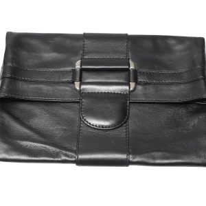 Alexander McQueen Faltbare Clutch aus schwarzem Leder