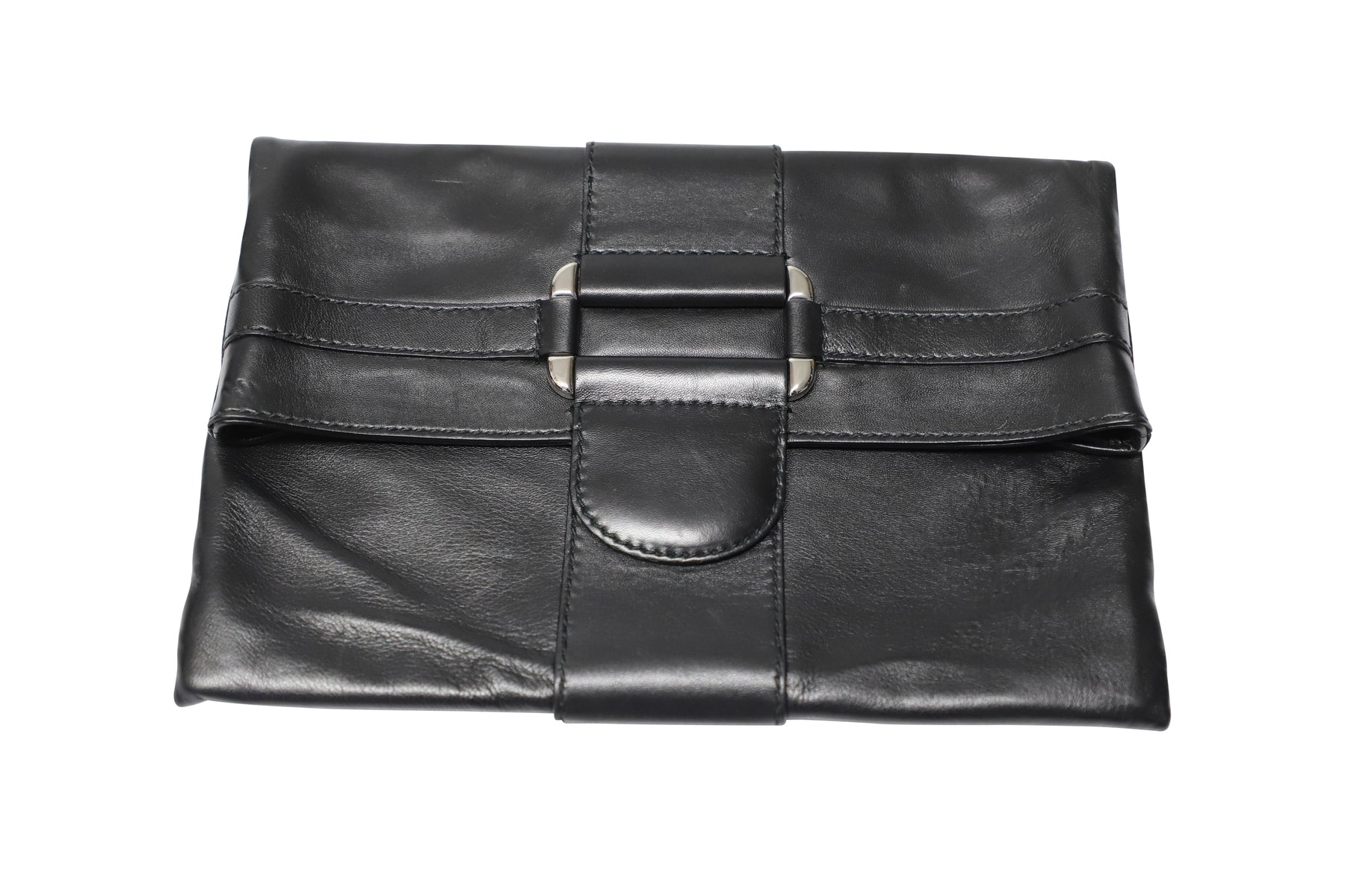 Alexander McQueen Faltbare Clutch aus schwarzem Leder