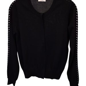 Chloé Strickpullover mit Ösendetails in schwarzem Kaschmir 7748906876988