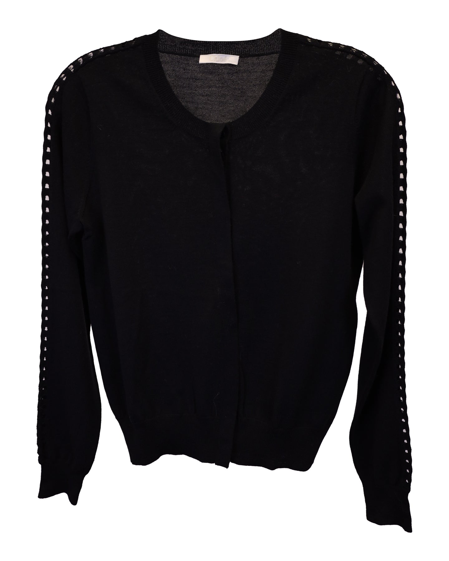 Chloé Strickpullover mit Ösen Details in schwarzem Kaschmir