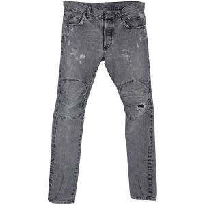 Balmain bekümmerte Biker Jeans aus grauem Baumwoll-Denim 7748906745916