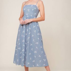 LAYTON Elfenbeinblau gewebt Midikleid