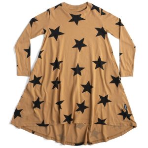 Mädchen 360 Sterne Kleid in Mocca