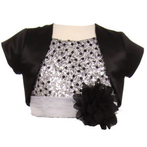kleine Mädchen schwarz satin kurz besonderen Anlass Bolero 2-6