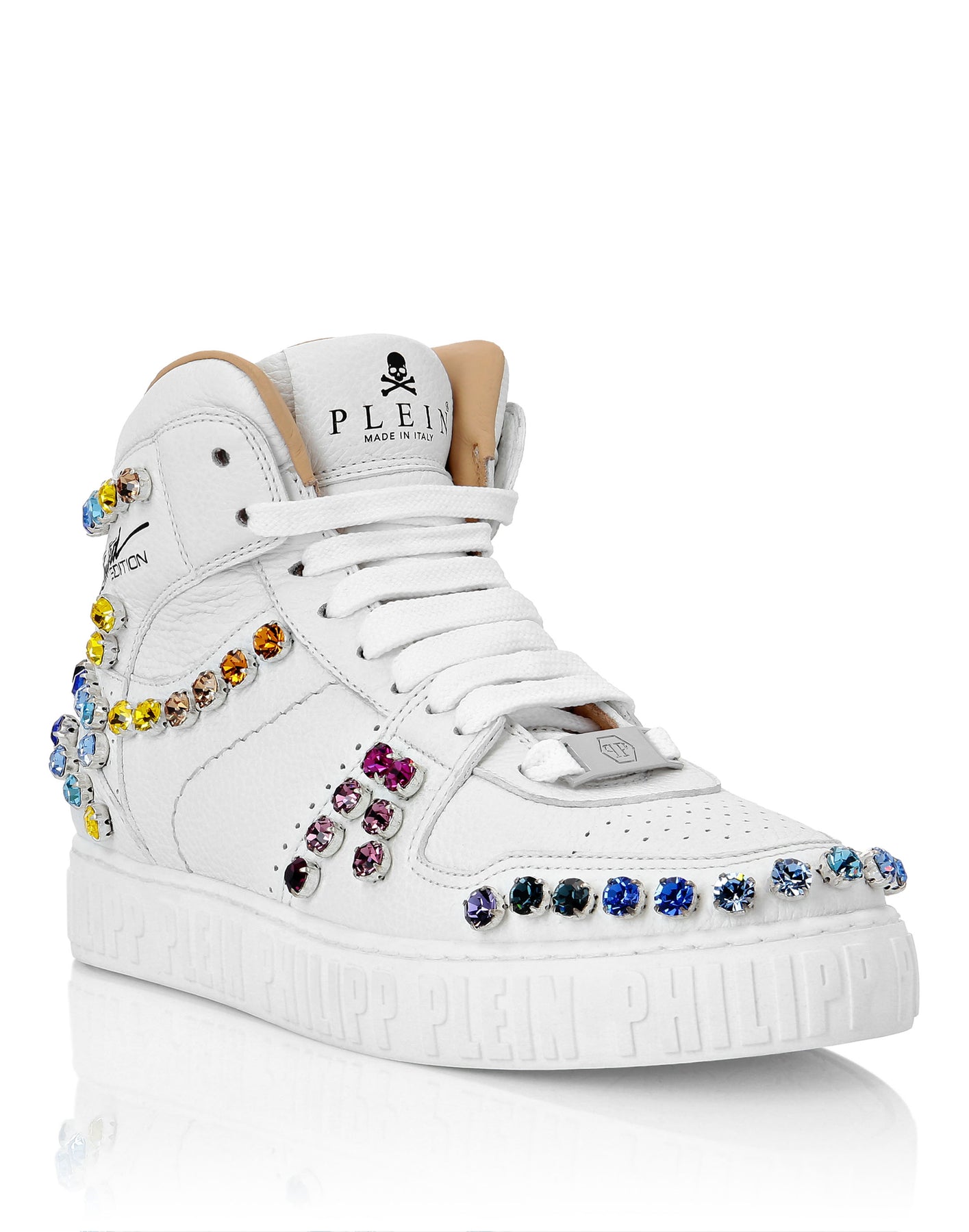 Leder Hi-Top Sneaker Kristall
