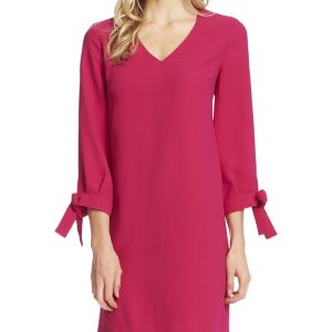 Cece 3/4 Krawatte Ärmel V-Ausschnitt Kleid