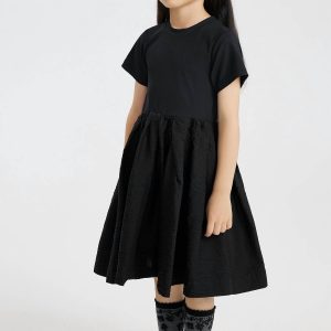 Kinder tailliert blouson lose Falten Kleid in Kohle