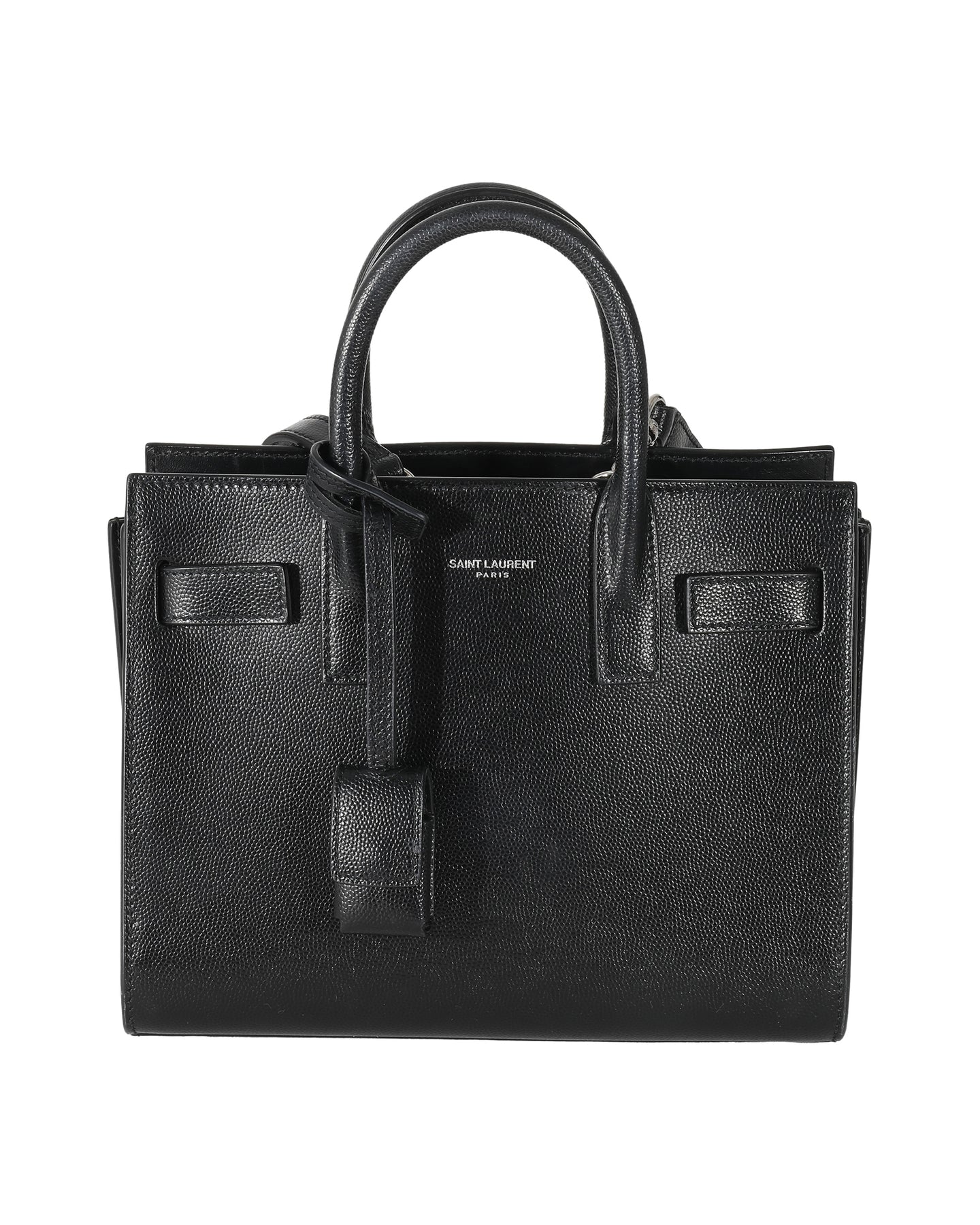 Saint Laurent Schwarzes genarbtes Leder Nano Sac De Jour
