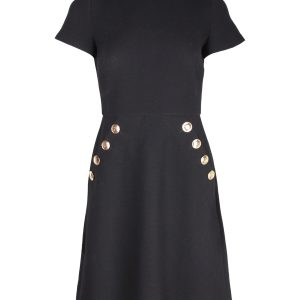 Moschino Boutique Button Detail Minikleid aus schwarzem Polyester 7748805623868