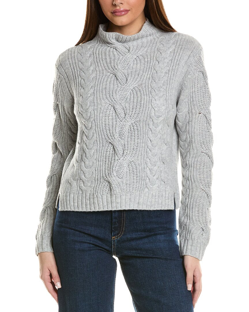 Hannah Rose grob Kabel Trichter Hals Wolle & Kaschmir-Blend Pullover