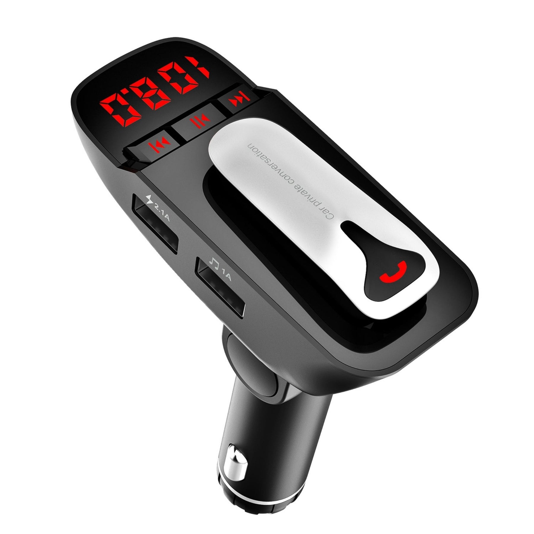 Drahtloser Auto FM Transmitter mit Freisprecheinrichtung, 2 USB-Ladeanschlüsse, MP3 Spieler, TF Card & Aux-in