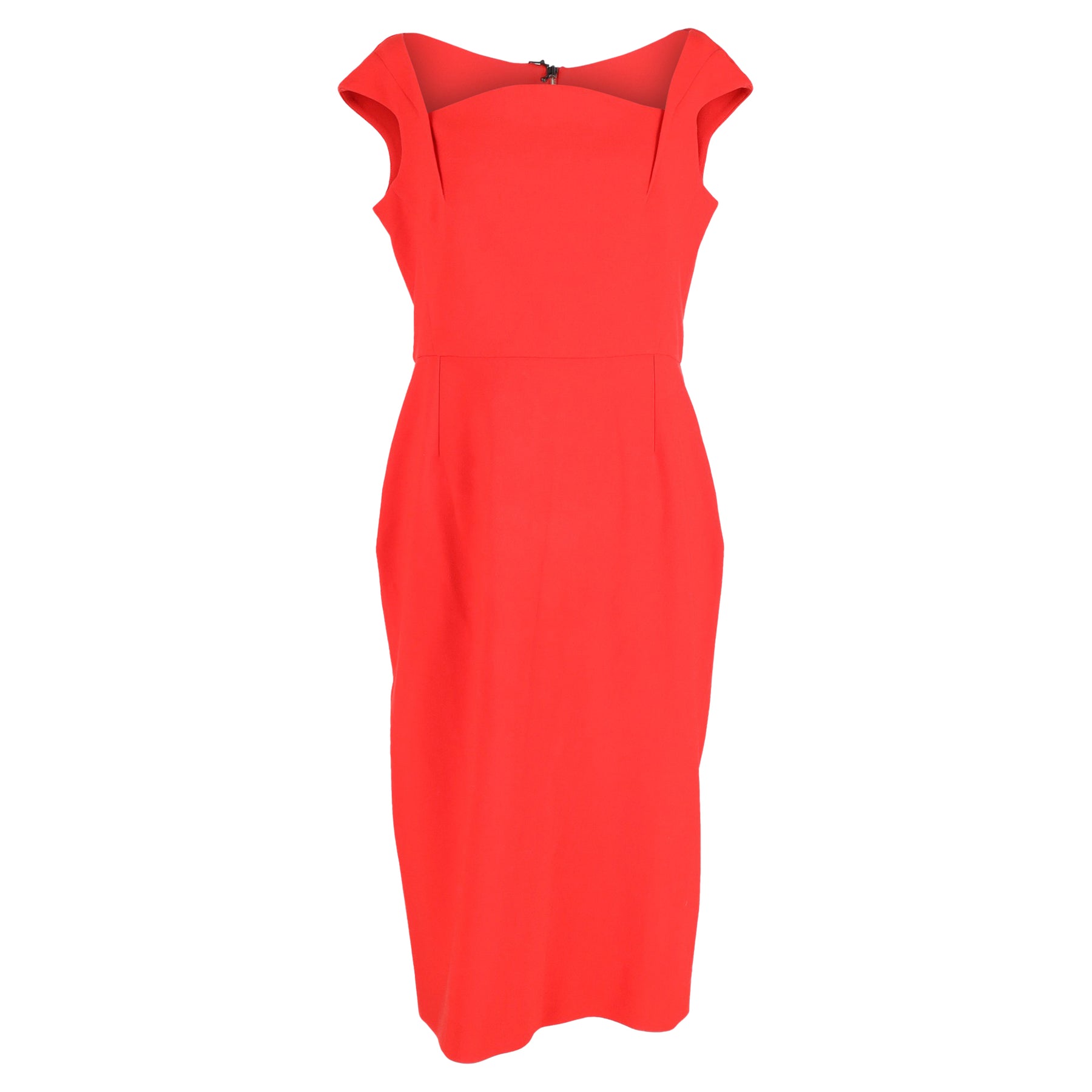 Roland Mouret Matlock Kleid mit quadratischem Halsausschnitt aus roter Baumwolle