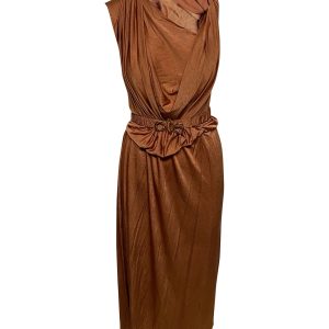 Dodo Bar Or Ora Belted Midikleid aus braunem Satin 7748805263420