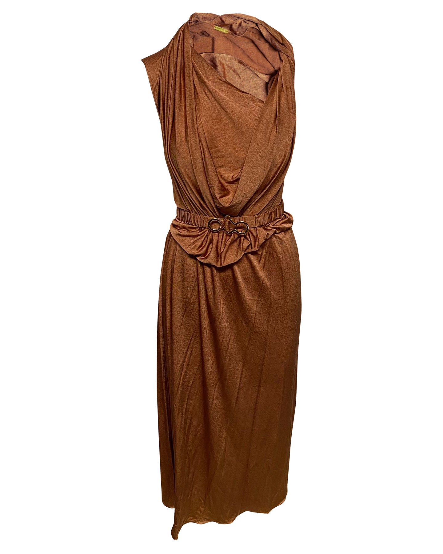 Dodo Bar oder Ora Midikleid mit Gürtel in braunem Satin