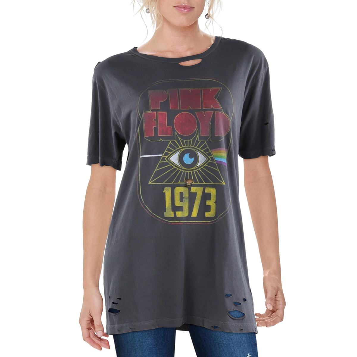 Rosa Floyd Distressed Baumwolle Grafik T-Shirt