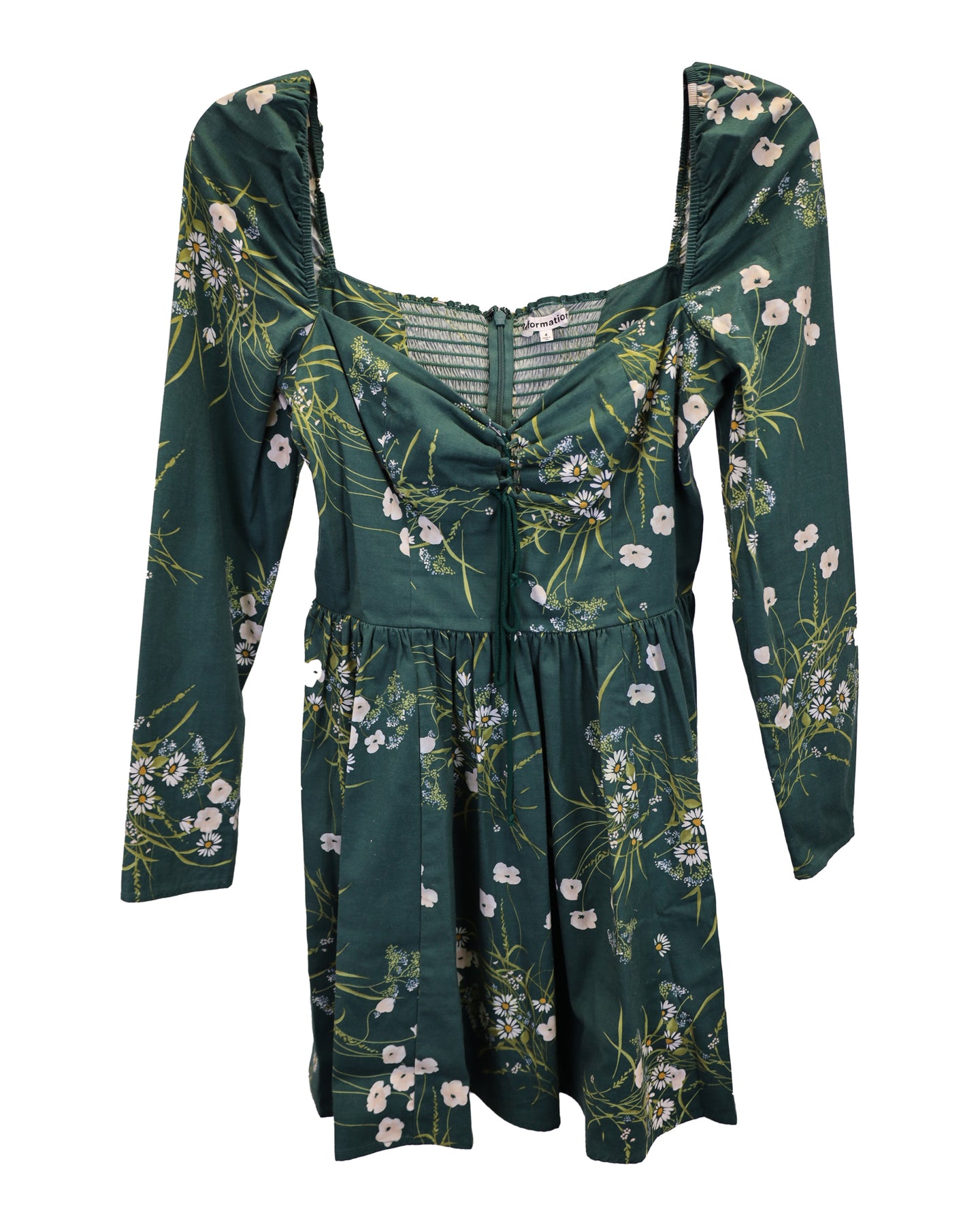 Reformation Johnny Minikleid aus grüner Baumwolle