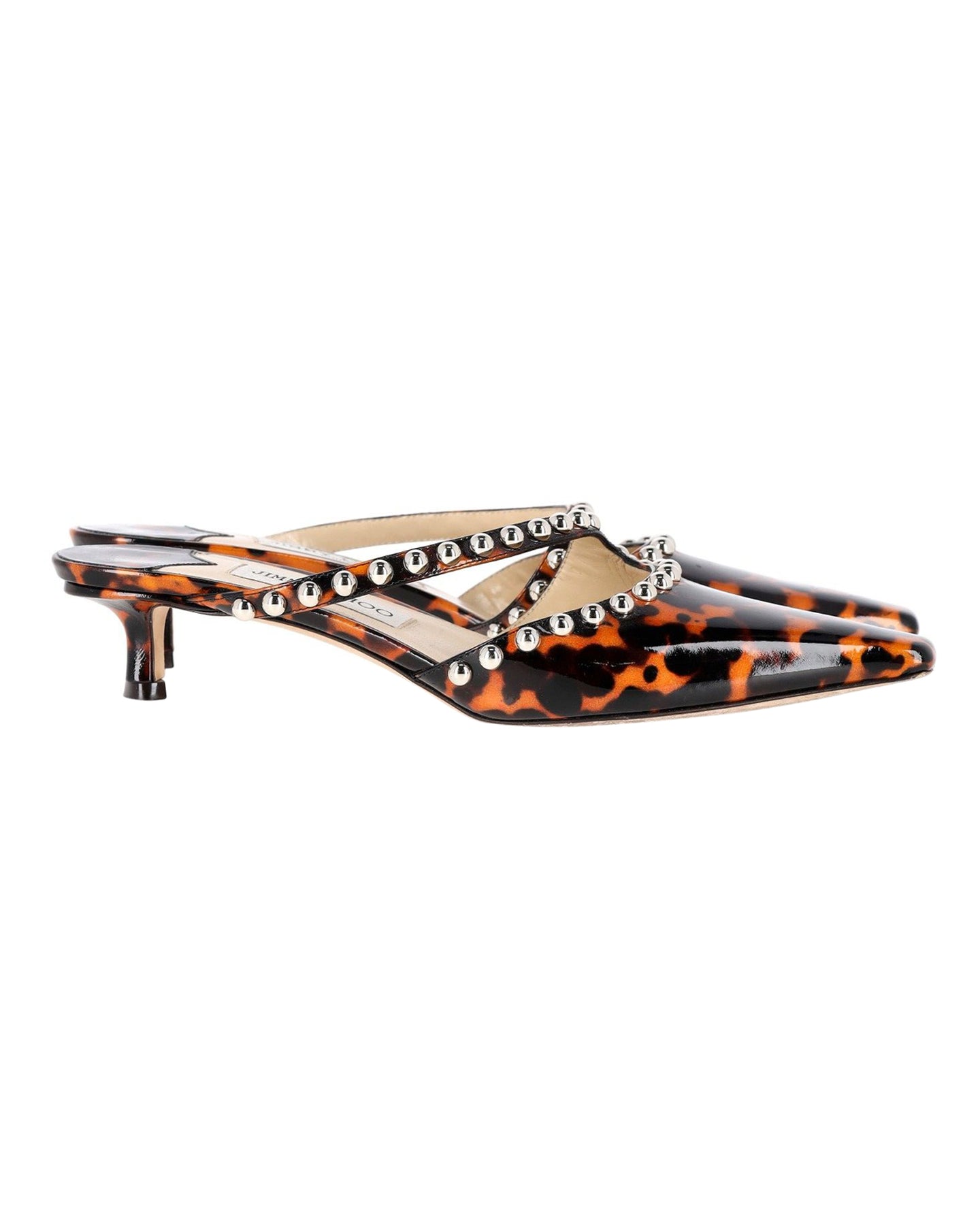Jimmy Choo Ros 35mm Mules aus Lackleder mit Tiermuster