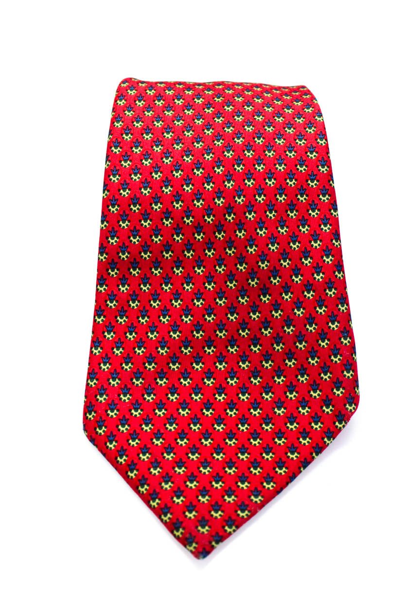 Hermes Herren Seide geometrische gedruckt Rot klassisch Neck Tie