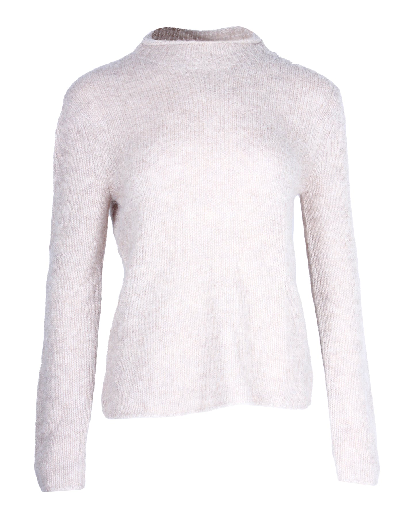 Theory Pullover mit Mock-Neck-Muster aus beiger Alpakawolle
