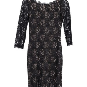 Diane Von Furstenberg Sheath Kleid aus schwarzer Baumwolle Spitze 7748817616956