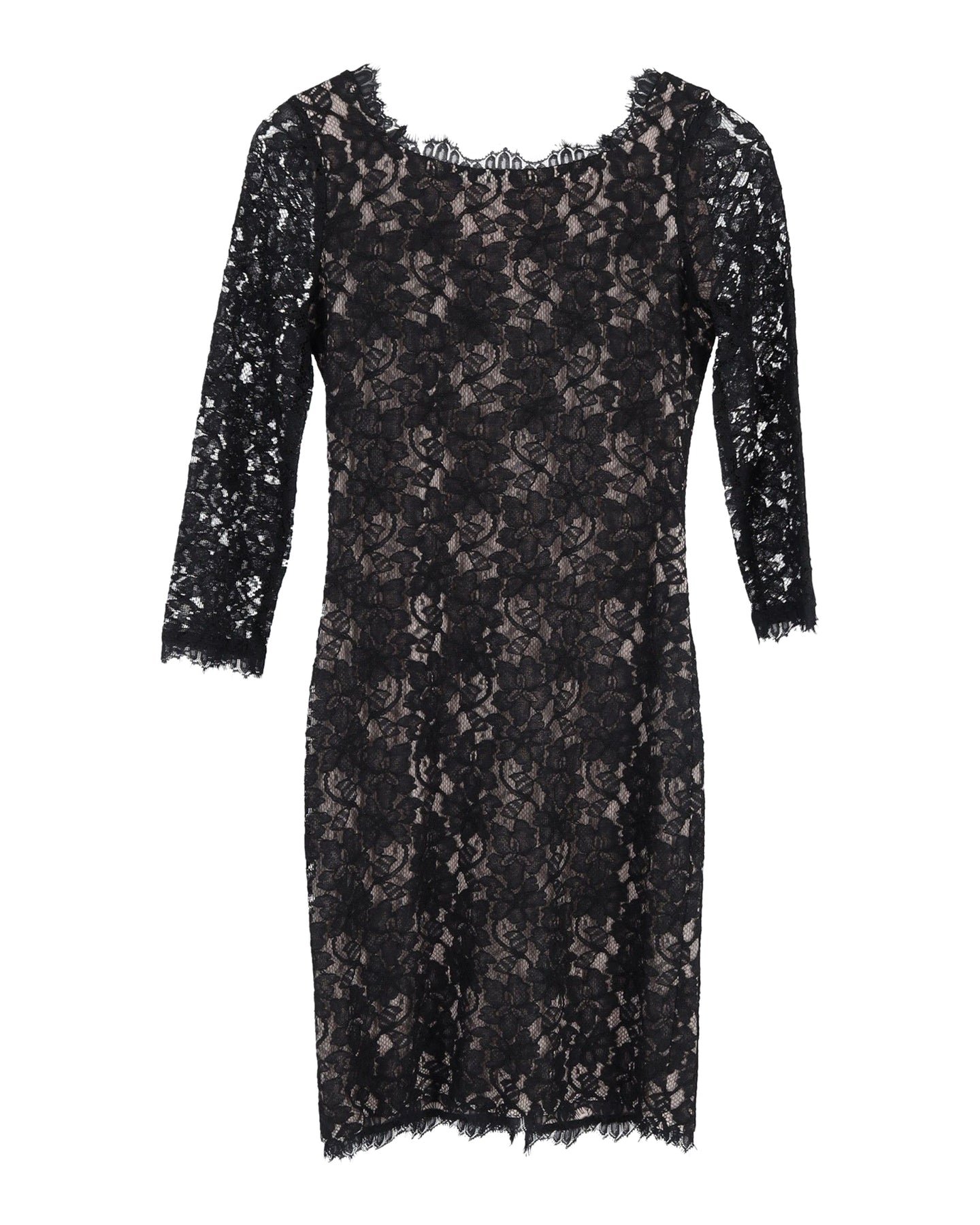 Diane Von Furstenberg Mantelkleid aus schwarzer Baumwollspitze
