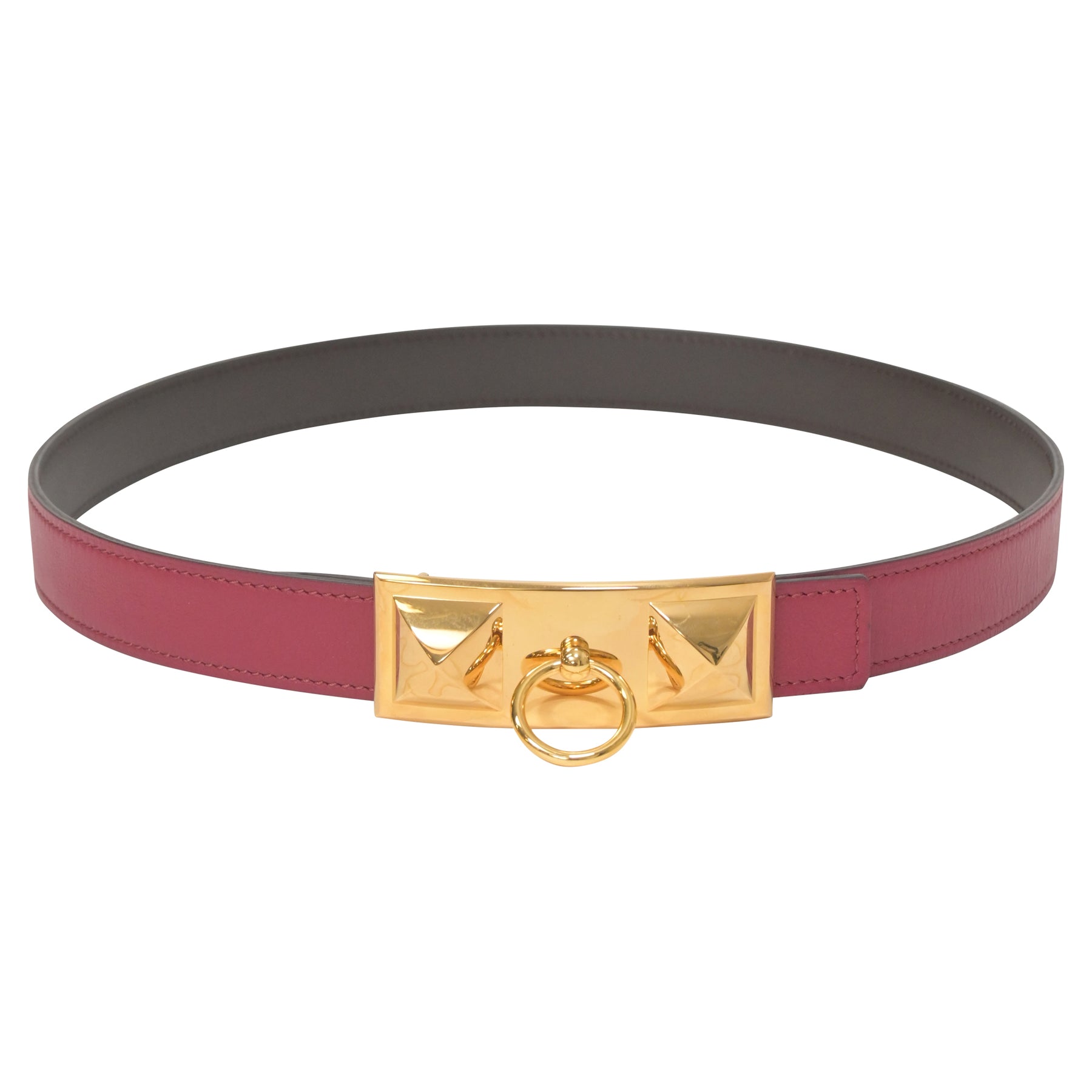 Hermès Rivale wendbar 90 Gürtel aus Leder in Burgund