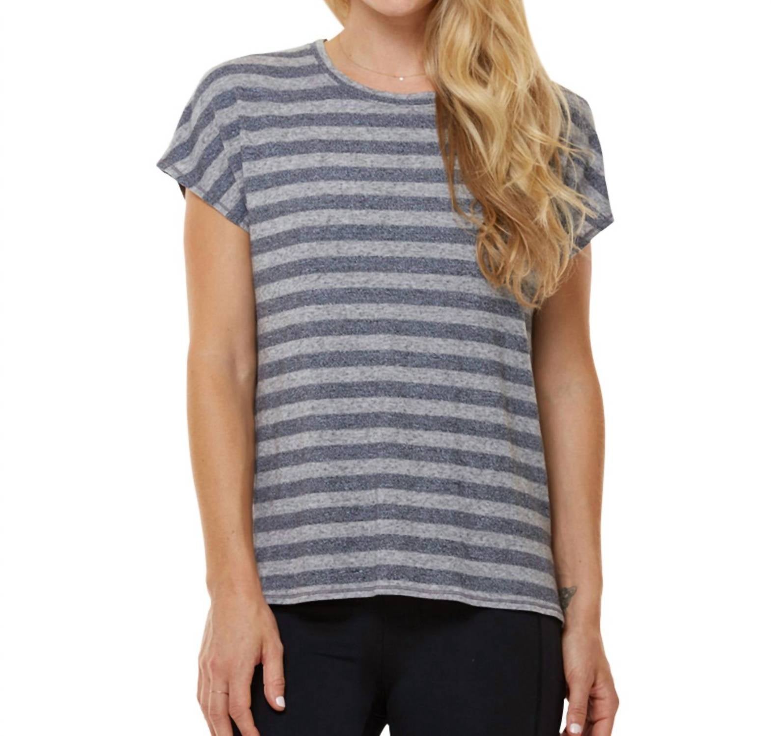 Streifen Boxy T-Shirt In Heather Grau Streifen